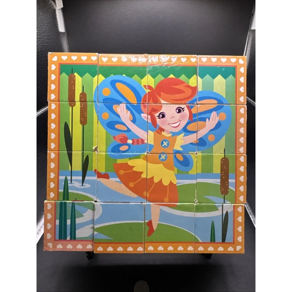Melissa & Doug‎ Princess/Faries Cube Puzzle 16 Pieces Wood Blocks, 6 Puzzles
